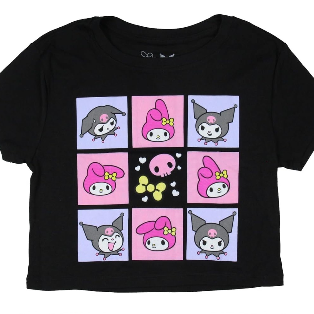 Sanrio Black Kids Shirt with Cartoon Panels